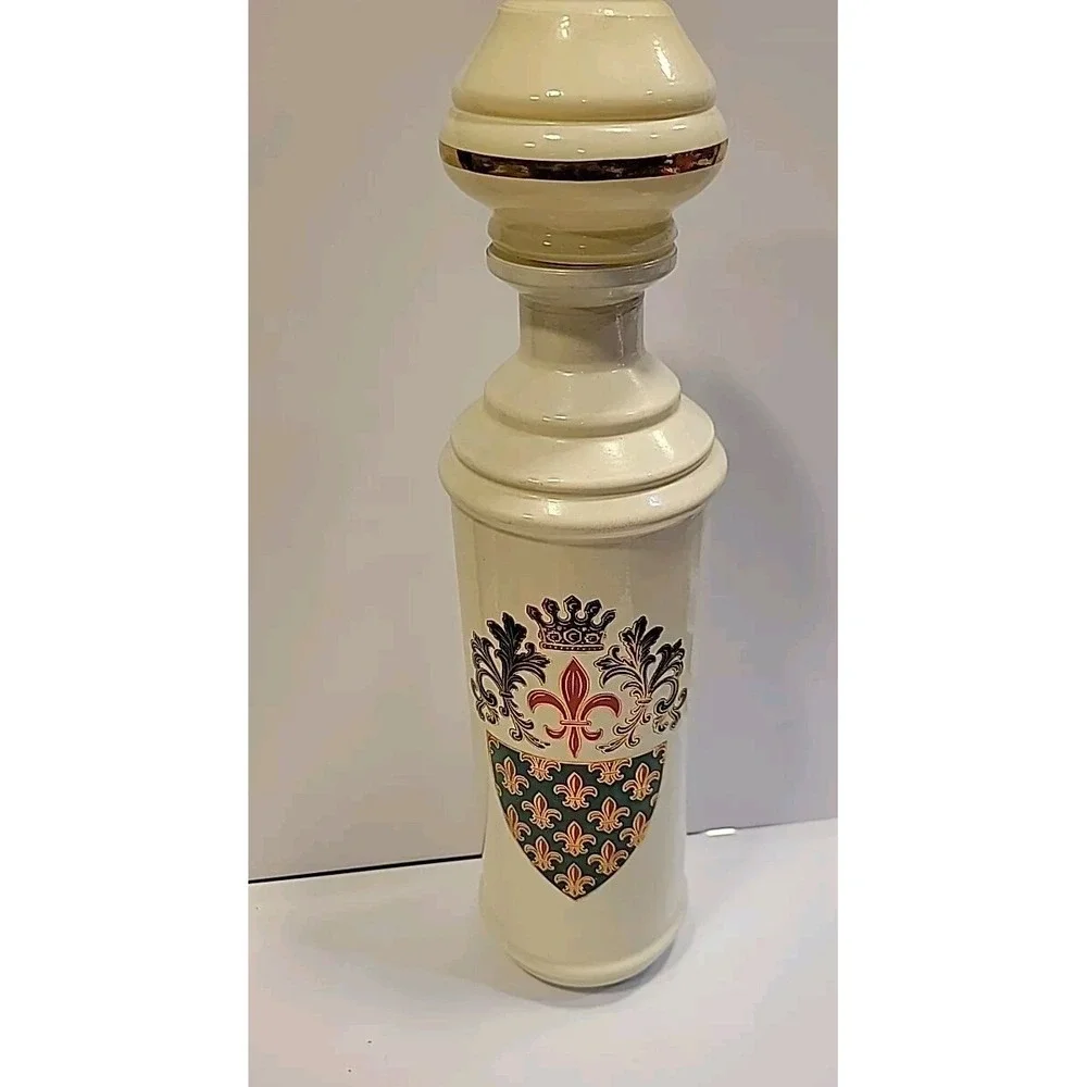 Vintage Old Fitzgerald Fleur De Lis Whiskey Bottle Glass Decanter Bar Decor